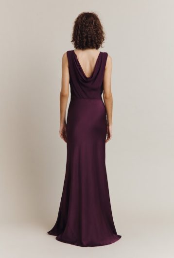 Ghost Beau Satin Maxi Dress Orchid Bloom plum