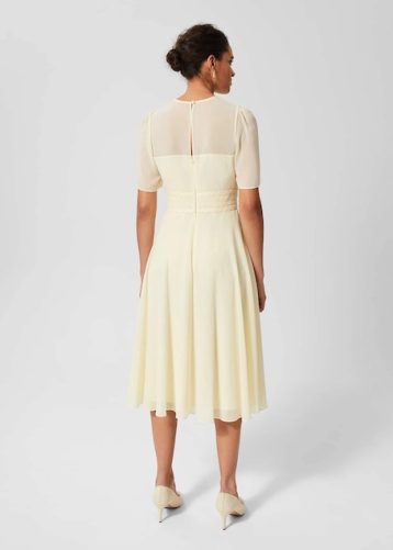 Hobbs Credissa Fit And Flare Dress Pale Yellow