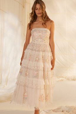 Needle & Thread Primrose Bouquet Strapless Ankle Gown