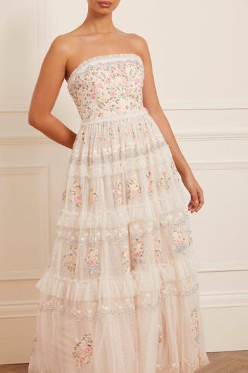 Needle & Thread Primrose Bouquet Strapless Ankle Gown