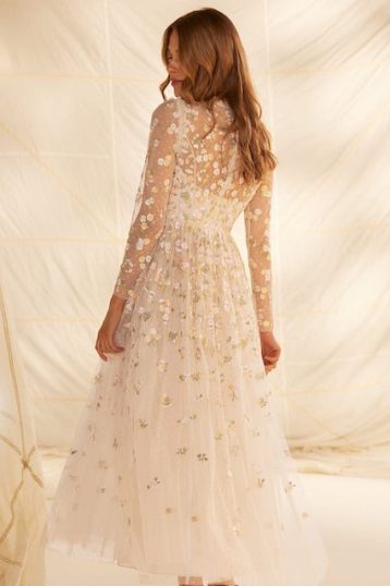 Needle & Thread Wildflower Ditsy Ankle Gown Champagne