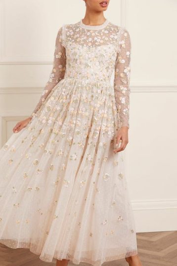 Needle & Thread Wildflower Ditsy Ankle Gown Champagne