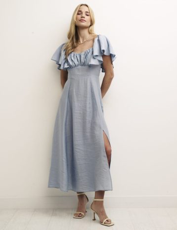 Nobody's Child Blue Green Dove Midi Dress TENCEL™ LYOCELL