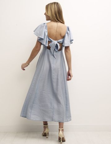 Nobody's Child Blue Green Dove Midi Dress TENCEL™ LYOCELL