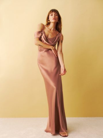 Reformation Ronda Silk maxi Dress Praline Blush Pink