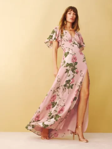 Reformation Shayla Floral Maxi Dress Blush Pink Multi