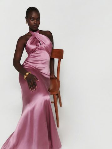 Reformation Veria Silk Maxi Dress Sugar Plum Pink