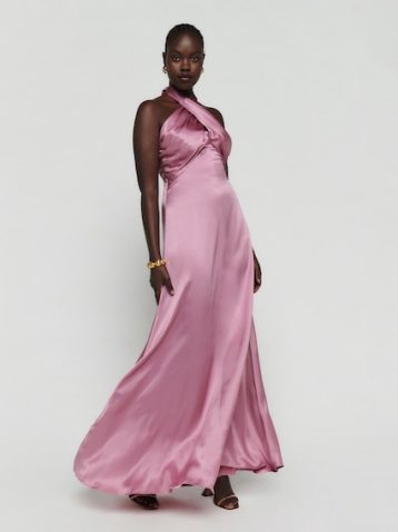 Reformation Veria Silk Maxi Dress Sugar Plum Pink