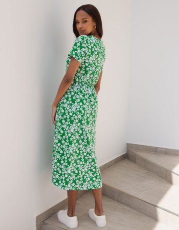 Threadbare Women's Green Floral Jersey Midi Smock Dress with Pockets - Image 2