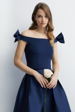 Coast Crepe Bardot Outfitter Bridesmaids Top Navy Blue