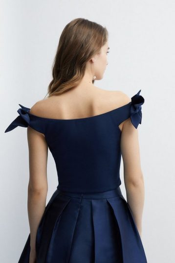 Coast Crepe Bardot Outfitter Bridesmaids Top Navy Blue