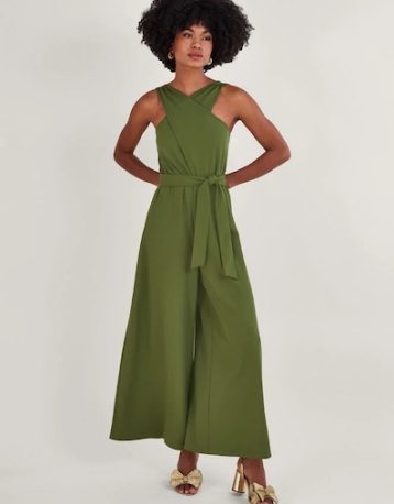 Monsoon Jersey smart cross-over jumpsuit green