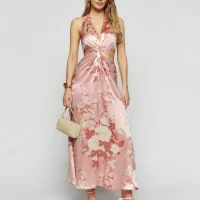 Reformation outlets - NWT riya dress midi halter neck ruched cutout floral printed