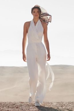 Reiss Carmen Halter Neck Linen Blend Jumpsuit White