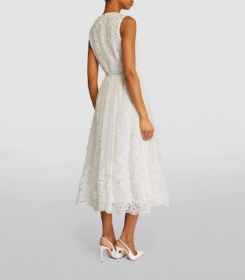 SELF-PORTRAIT Embellished Bridal Midi Dress White