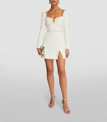 SELF-PORTRAIT Embellished Mini Dress White