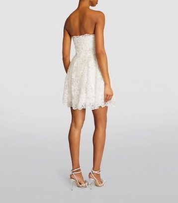 SELF-PORTRAIT Embellished Strapless Mini Bridal Dress White