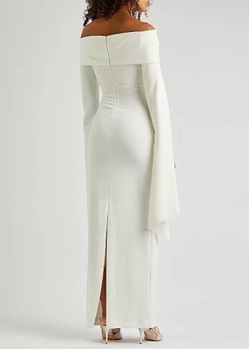 SOLACE LONDON Arden off-the-shoulder draped dress Ivory