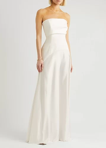 SOLACE LONDON Ava strapless panelled gown, Ivory