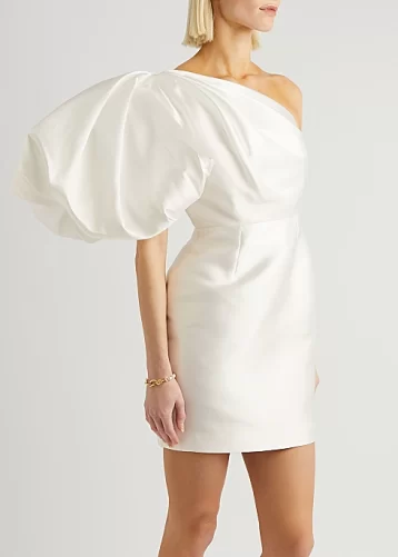 SOLACE LONDON Hayes one-shoulder satin mini dress Ivory