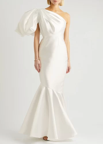 SOLACE LONDON Summer one-shoulder satin gown Ivory