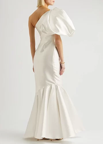 SOLACE LONDON Summer one-shoulder satin gown Ivory