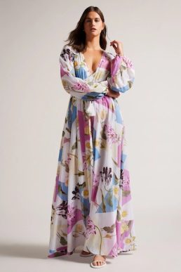 Ted Baker Rozlyn Floaty Floral Maxi Cover Up Pink White Multi