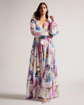 Ted Baker Rozlyn Floaty Floral Maxi Cover Up Pink White Multi