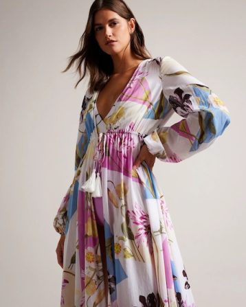 Ted Baker Rozlyn Floaty Floral Maxi Cover Up Pink White Multi