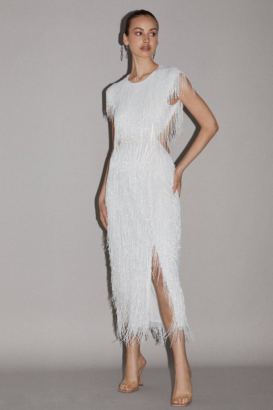 Embellished fringe dress best sale