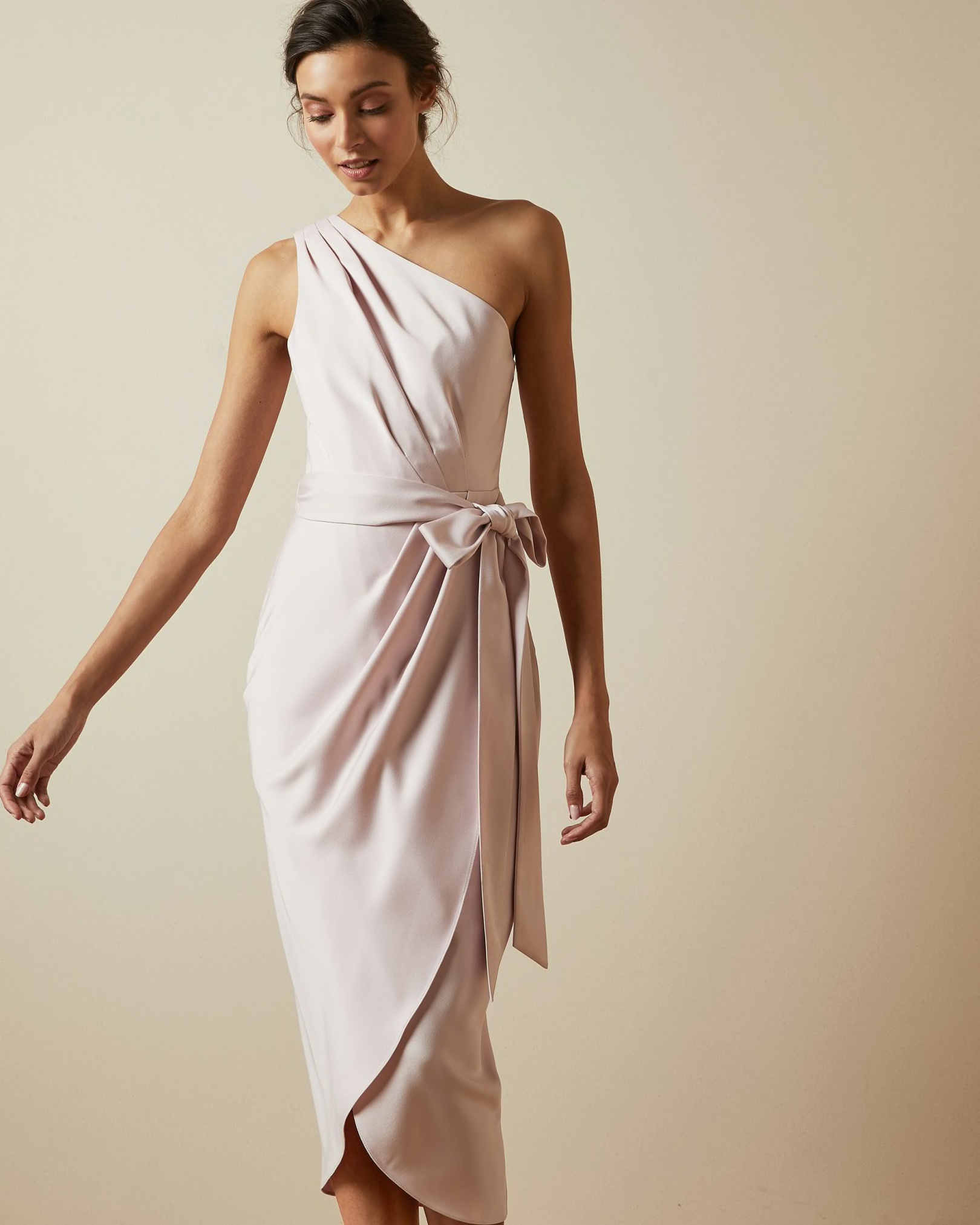 Gabie One Shoulder Drape Midi Dress