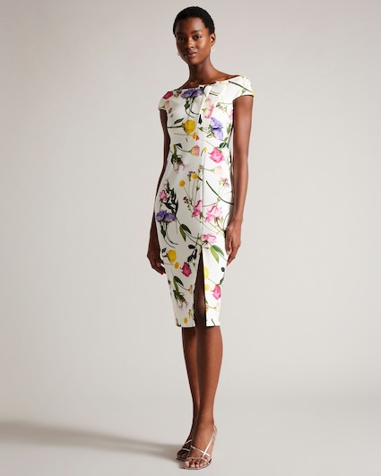 Loveina Floral Bardot Bodycon Dress £175