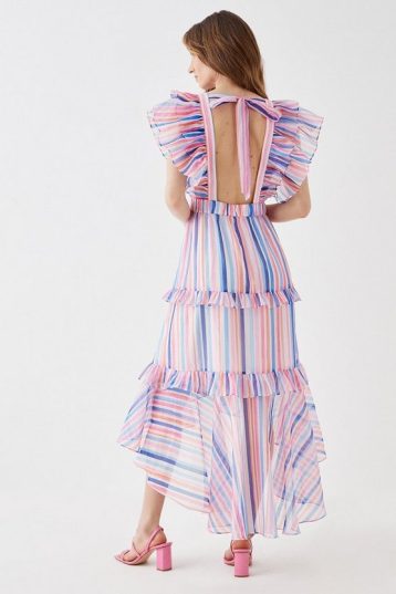 Coast Ruffle Detail Wrap Organza Midi Dress Pink Multi