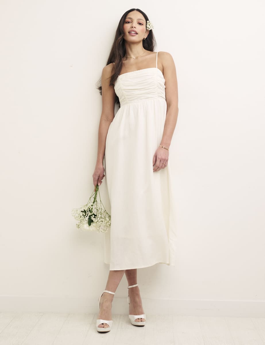 Ivory Linen-blend Bridesmaid Rue Midaxi Dress