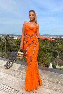 Coast Embellished Strappy Tie Back Maxi Dress, Orange