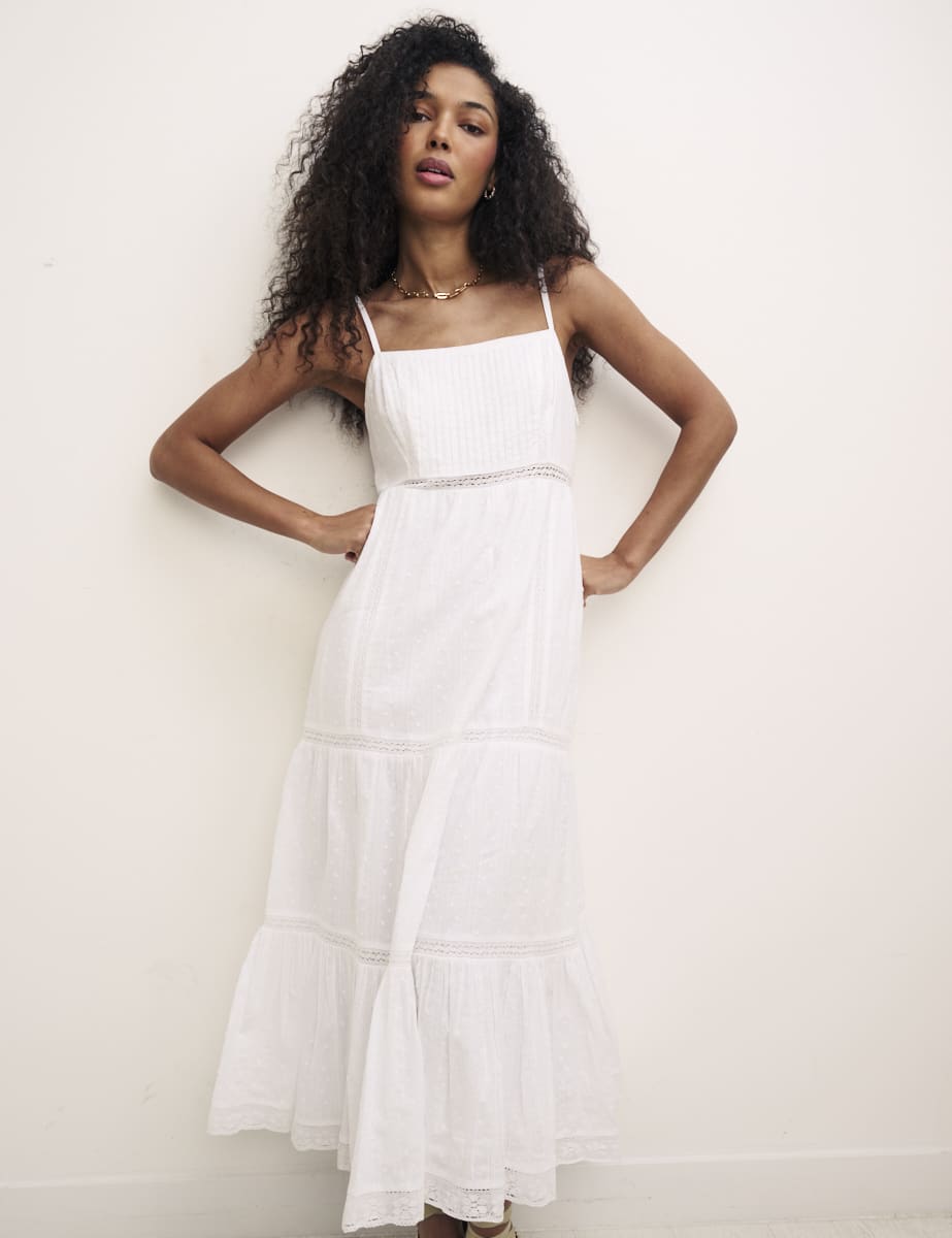 Petite White Sylvia Midi Dress Organic Cotton, £75