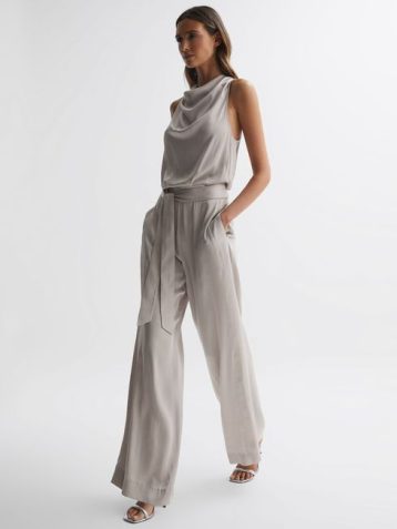 Reiss Rose Sleeveless Cowl Neck Jumpsuit neutral