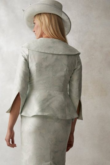 Coast Wide Collar Satin Jacquard Jacket Sage