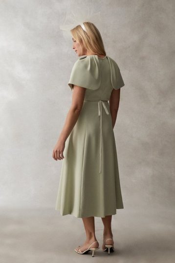 Coast Wrap Midi Dress With Sleeve Detail Sage