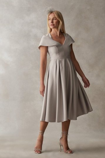 Coast Cape Sleeve Midi Dress Silver