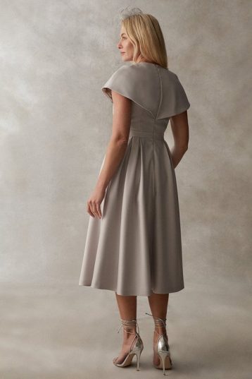 Coast Cape Sleeve Midi Dress Silver