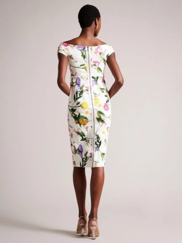 Ted Baker Loveina Floral Bardot Bodycon Dress White Multi