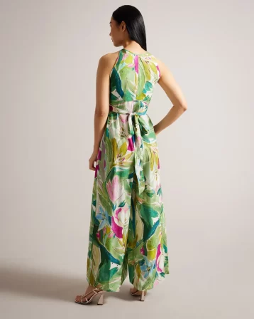 Ted Baker Rachily Halterneck Jumpsuit With Wrap Bodice Green