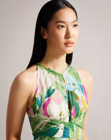 Ted Baker Rachily Halterneck Jumpsuit With Wrap Bodice Green