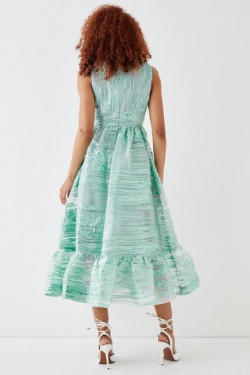 Plunging jacquard midi store dress