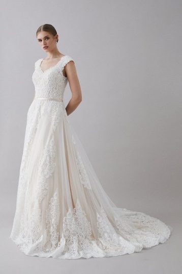 Coast Pearl Embellished Lace Bardot Sweetheart Wedding Dress