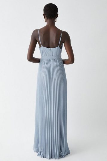 Coast Pleated Hem Sweep Bridesmaids Maxi Dress Pale Blue