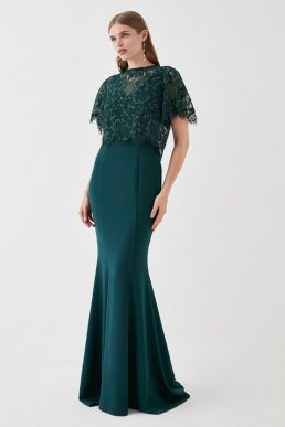 Coast Removable Lace Top Two In One Bridesmaids Dress Forest green