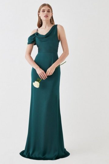 Coast Satin Asymmetrical Neckline Bridesmaids Dress Green