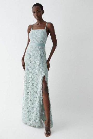 Coast Square Neck Stretch Lace Bridesmaids Maxi Dress Sage